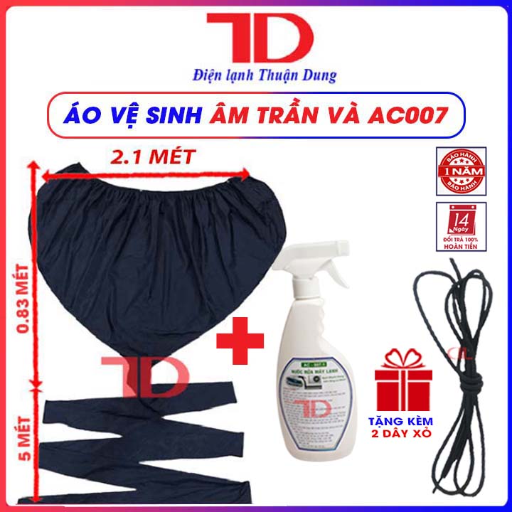 Áo vệ sinh máy lạnh chống thấm, túi vệ sinh máy lạnh tại nhà vải tổ ong cao cấp TẶNG KÈM DÂY XỎ - Điện Lạnh Thuận Dung