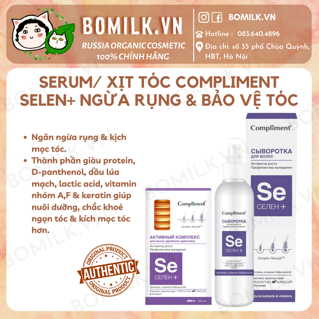 Serum/ xịt dưỡng ngừa rụng tóc Compliment Selen +
