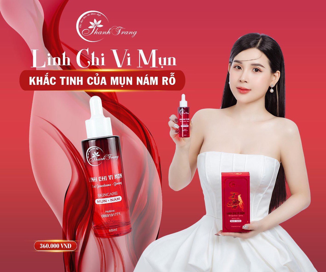 Chính hãng_serum mụn nám sẹo rỗ linh chi vi mụn mỹ phẩm thanh trang