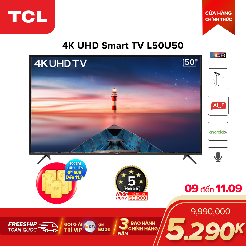 Smart Tv 50 Inch Tcl 4k Uhd Wifi L50u50 Box Hdr Micro Dimming Dolby T Cast Tivi Gia Rẻ Chất Lượng Bảo Hanh 3 Năm