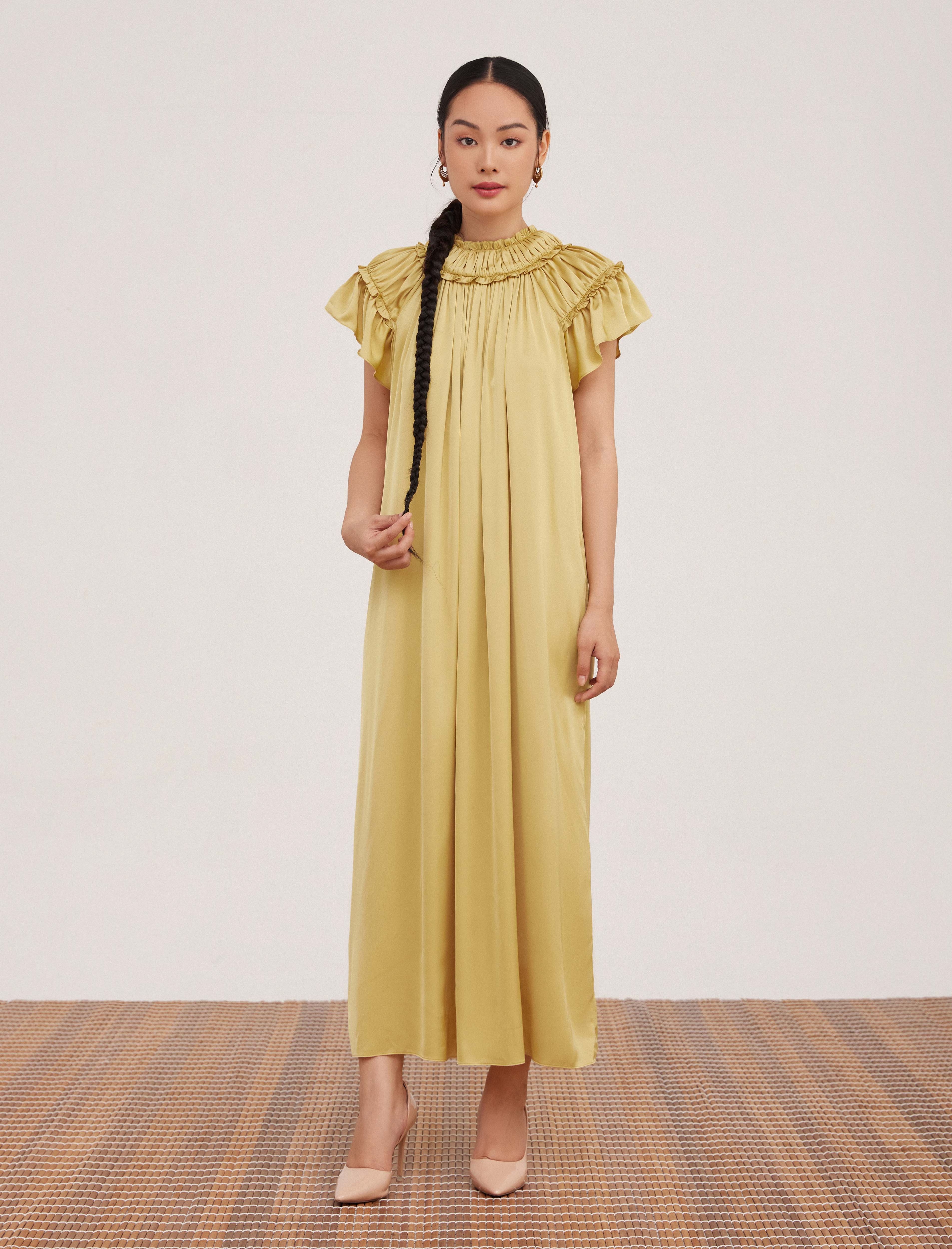 Đầm lụa dài Mauve Queen dress