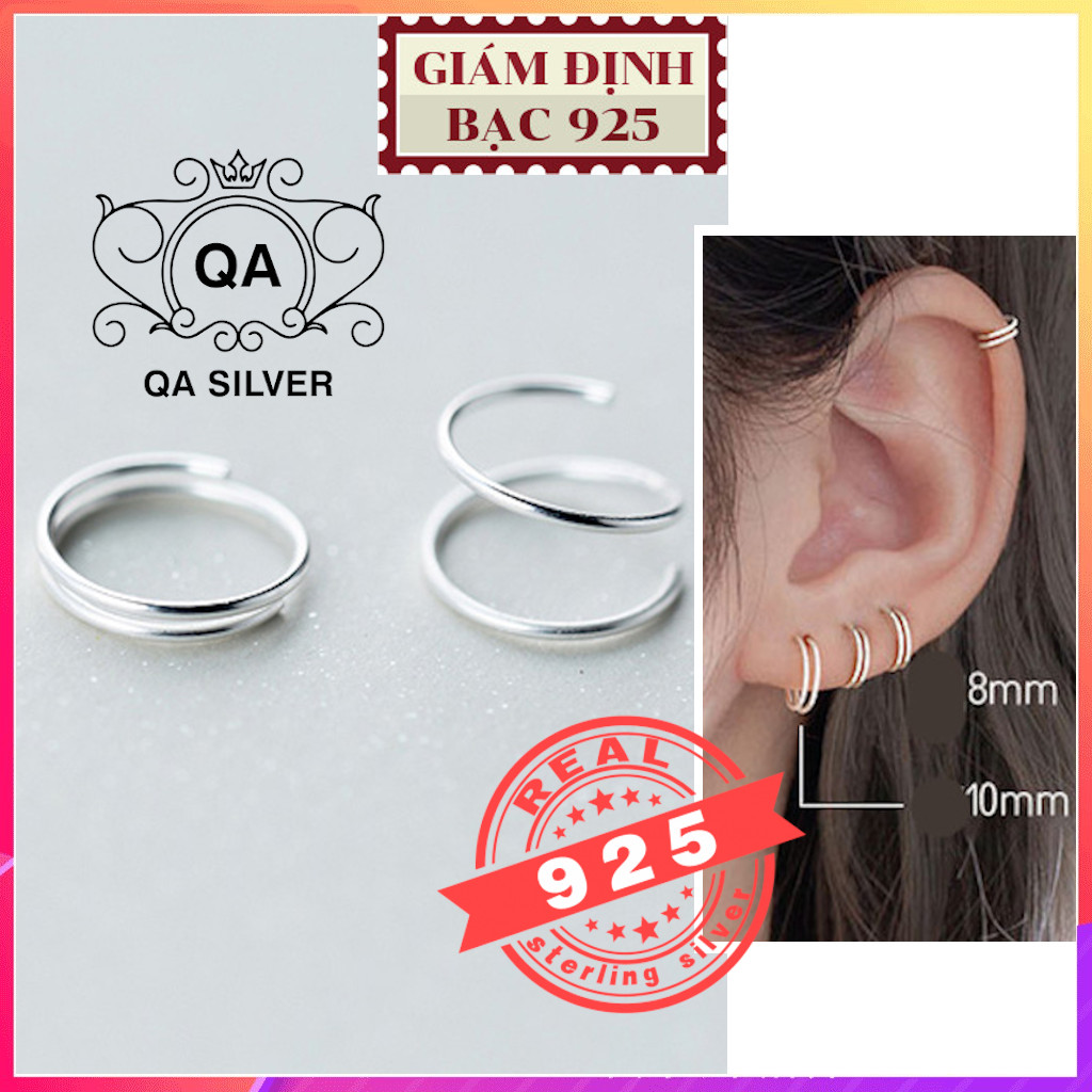 Khuyên tai bạc 925 xoắn lò xo kẹp vành bông nam nữ cuộn tối giản S925 MINIMAL QA SILVER Earrings EA190911