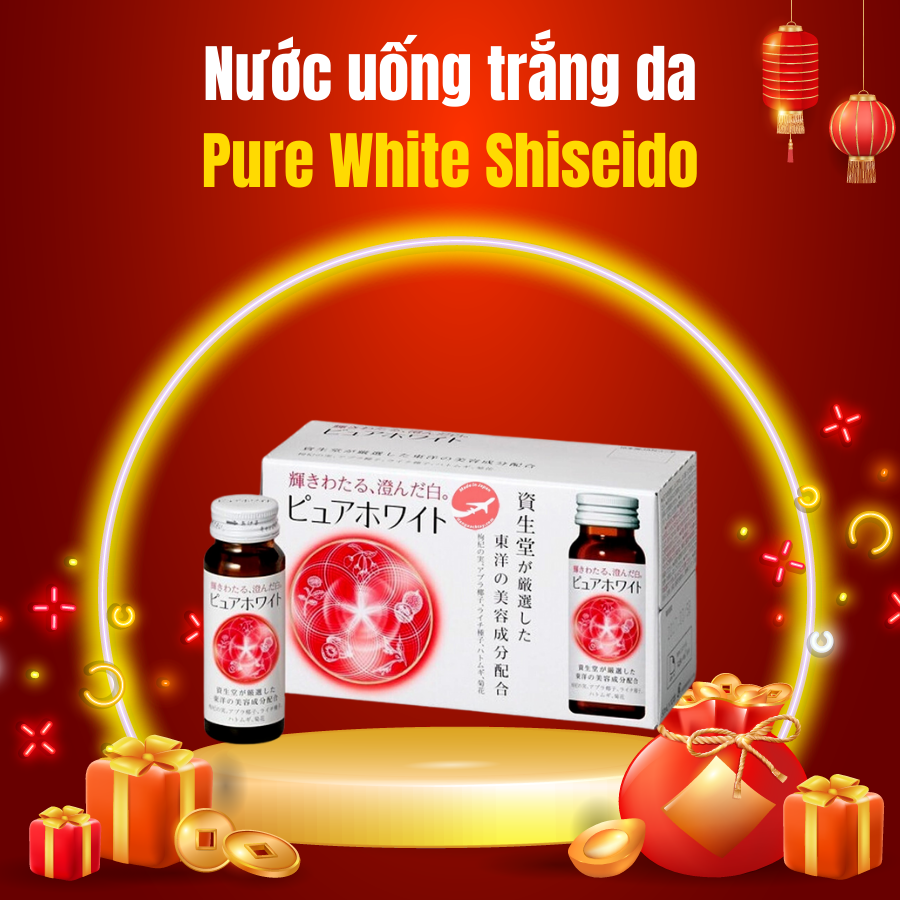 Nước uống trắng da Pure White Nhật Bản dạng nước (1 hộp 10 lọ)