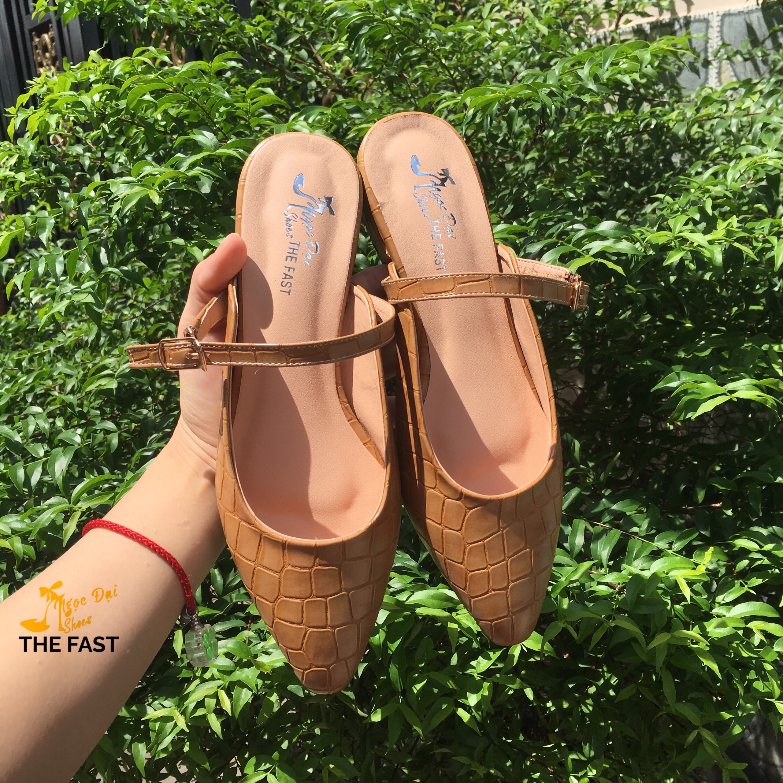 giày búp bê mũi nhọn thấp 1cm hở gót xinh xắn NĐ110