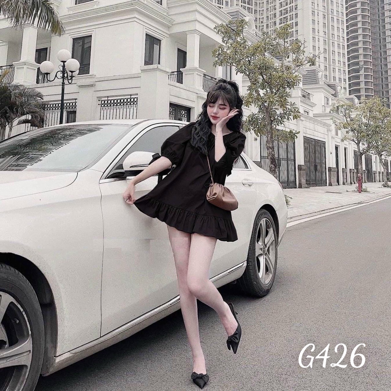 Đầm baby doll nữ đuôi cá dáng xoè chất kate lụa G426a