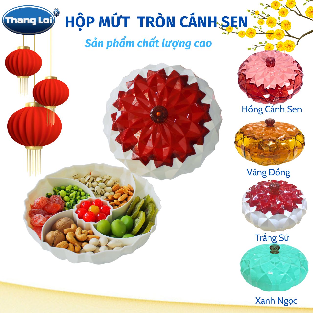 Hộp mứt tết Thắng Lợi Hộp mứt Tròn