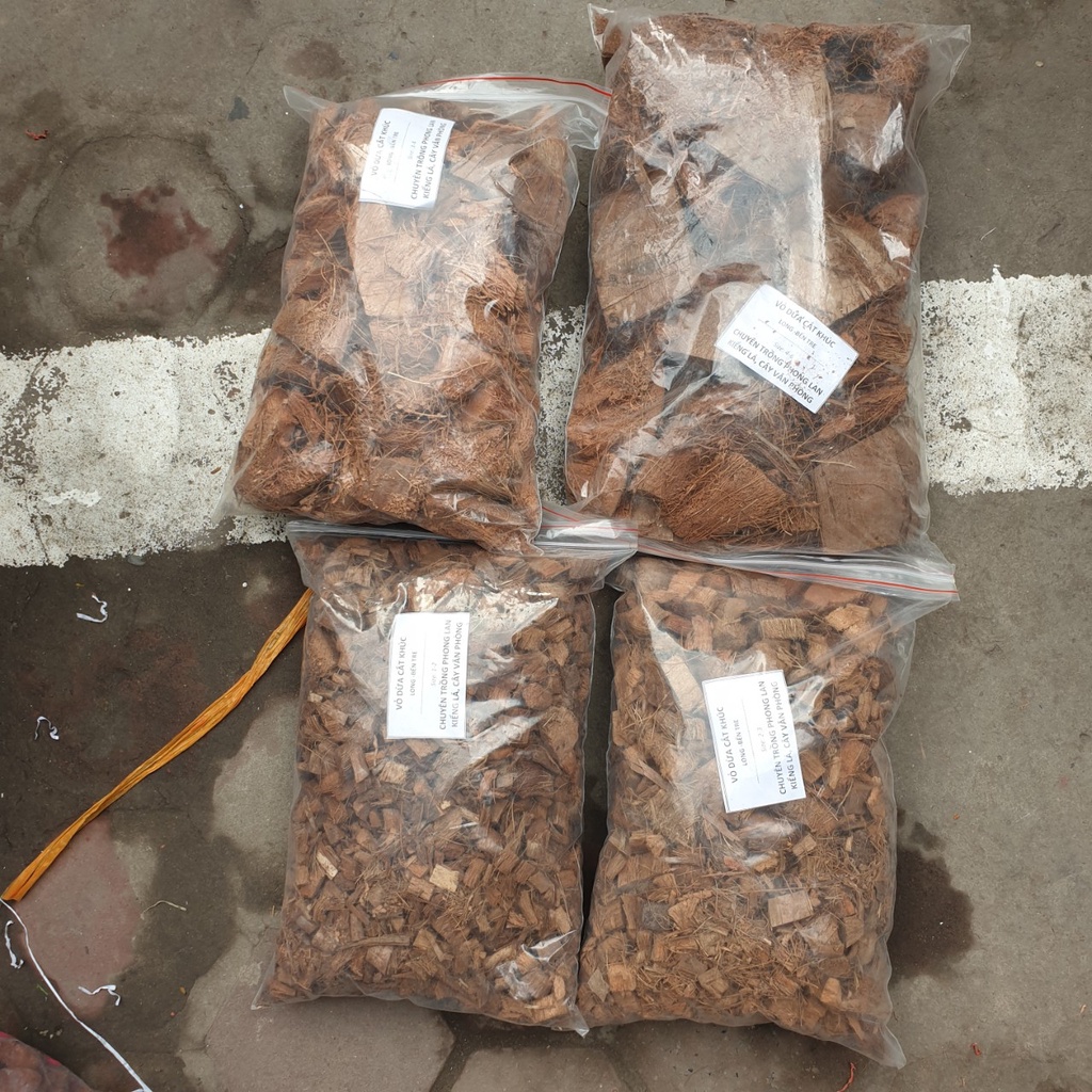 Xơ dừa cắt khúc, dừa cục đã xử lý Trồng kiểng lá, trồng Lan ~ 0,4kg và 1kg