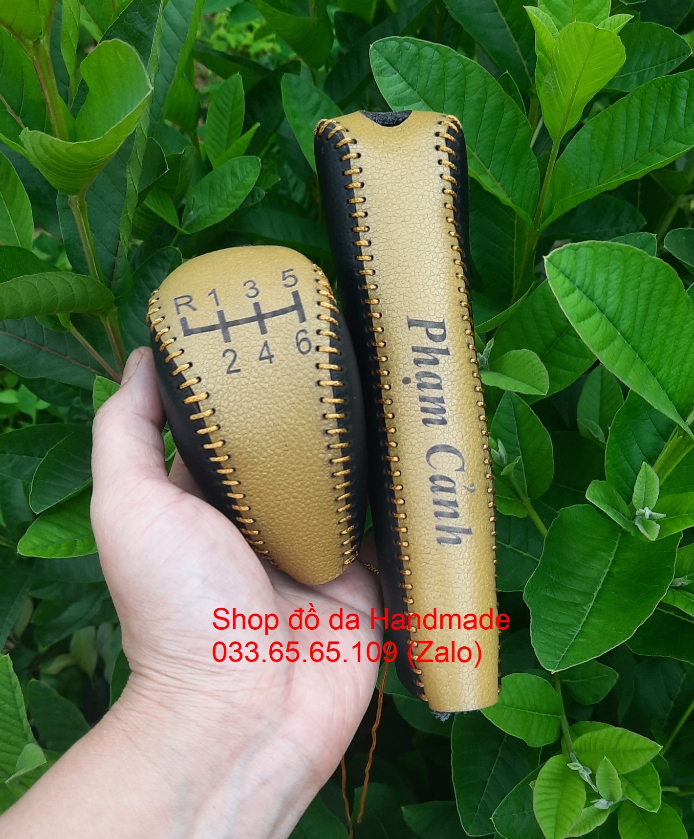 Bọc da cần số + phanh tay Kia Cerato, Rondo, Rio, K3, sonet (MT) bằng da bò thật