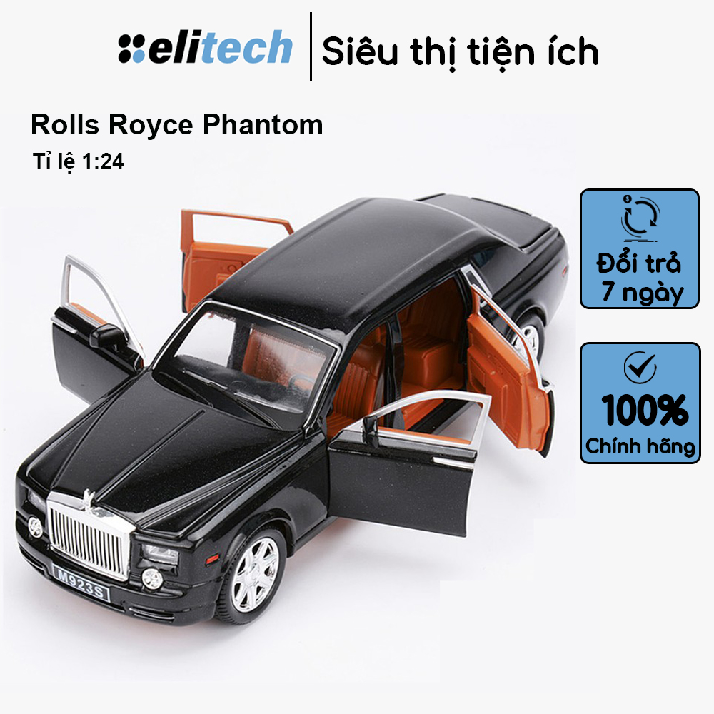 Xe mô hình tĩnh Rolls Royce Phantom tỉ lệ 1:24 XLG khung thép sơn tĩnh điện màu Đen/Nâu đỏ