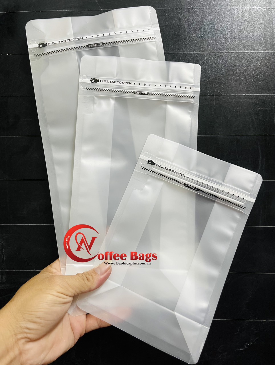 [Mẫu thử - 1 túi Cafe] Túi zipper 8 cạnh cafe (Nhiều màu - nhiều size)