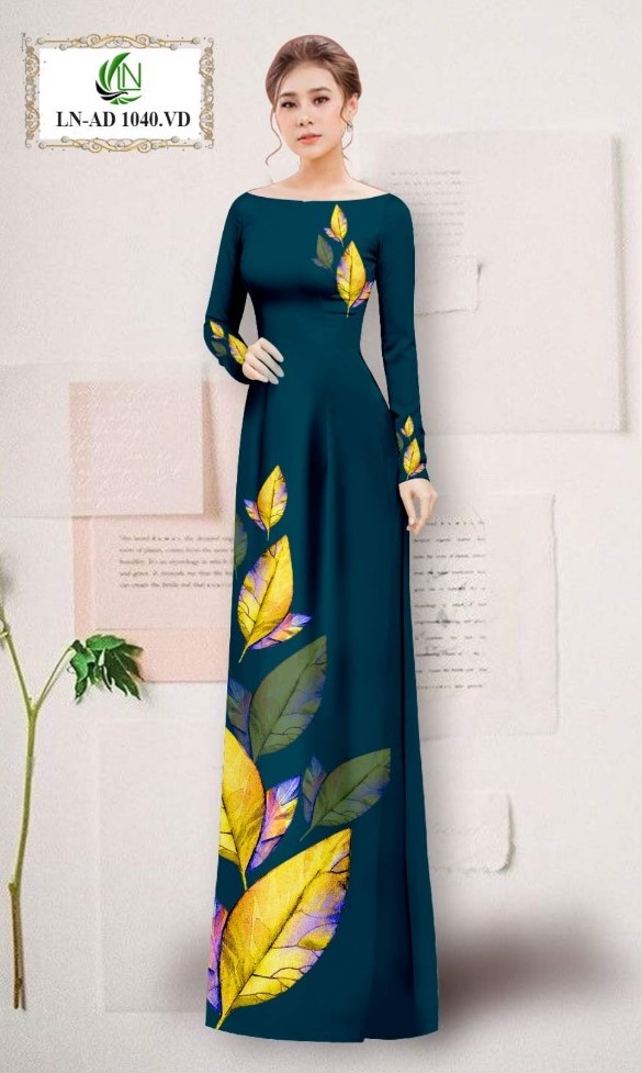 [HCM]Vải áo dài cao cấp hoạ tiết lá rơi (lụa Bảo Anh )