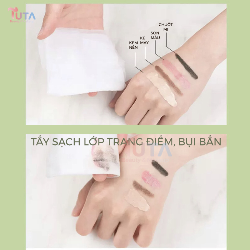 Combo Bông Tẩy Trang kết hợp Nước Tẩy Trang giúp da sạch sâu không gây kích ứng an toàn cho da dùng được cho cả nam và nữ tặng kèm set lột mụn TUTA