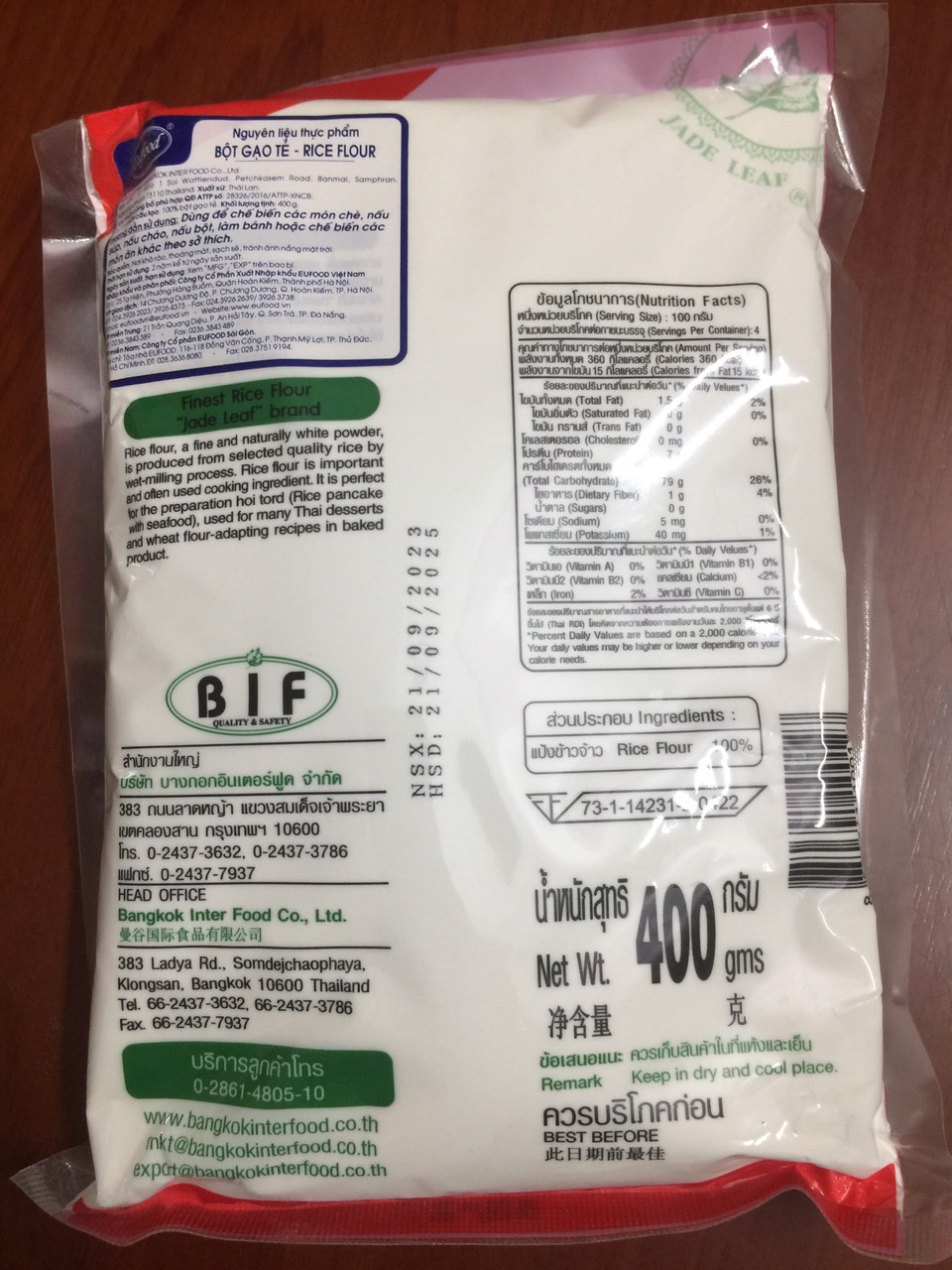 BỘT GẠO THÁI LAN BỊCH (400gram)