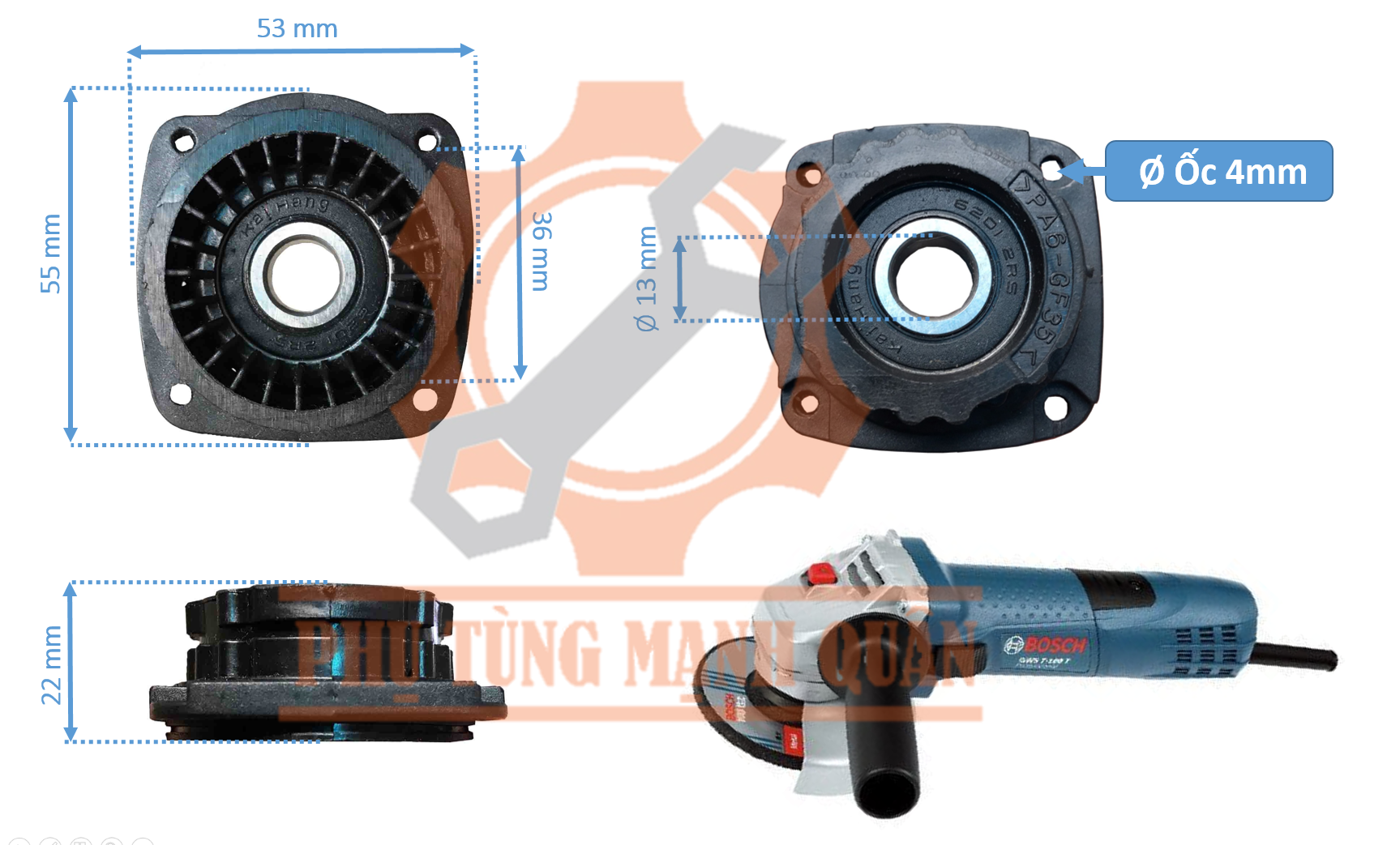 Mặt bi máy mài boschh gws 7-100 nhựa