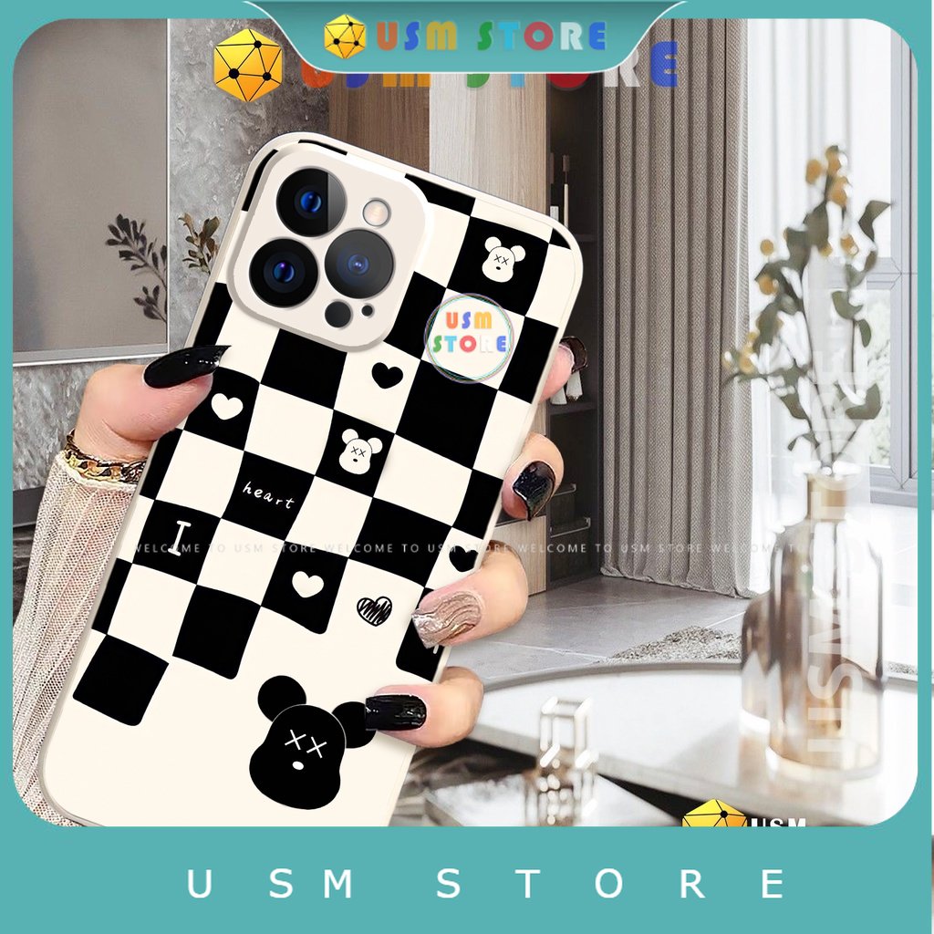 Ốp lưng iphone 6/6p/7/7p/8p/x/xs/xsmax/xr/11/11pro/11promax/12/12pro/12promax/12mini/13/13pro/13promax hình bear caro