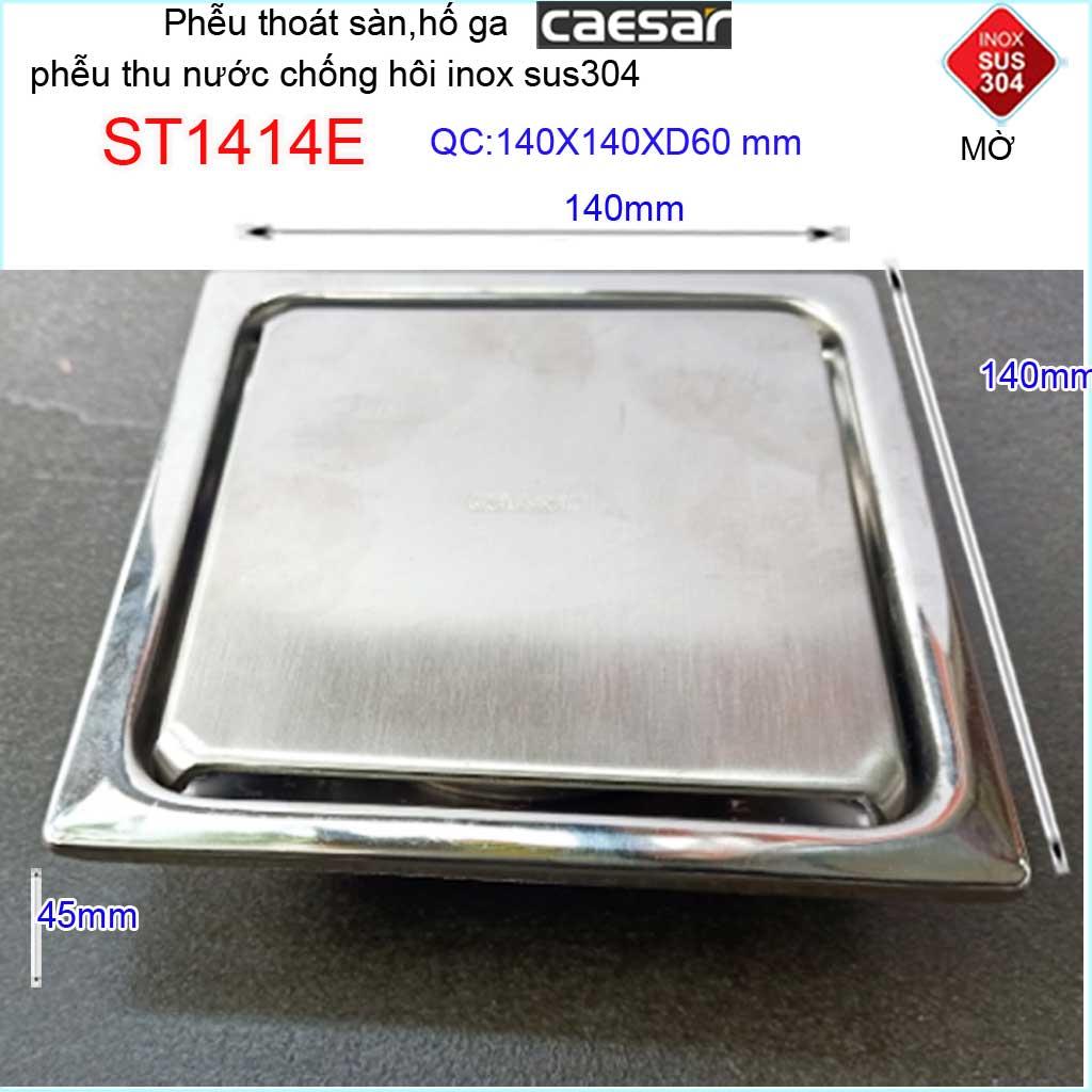 [HCM]Thoát sàn Caesar 14x14cm ST1414E-D60 mặt inox kín, phễu thoát sàn SUS304 thoát nước nhanh chống hôi chặn tóc tốt