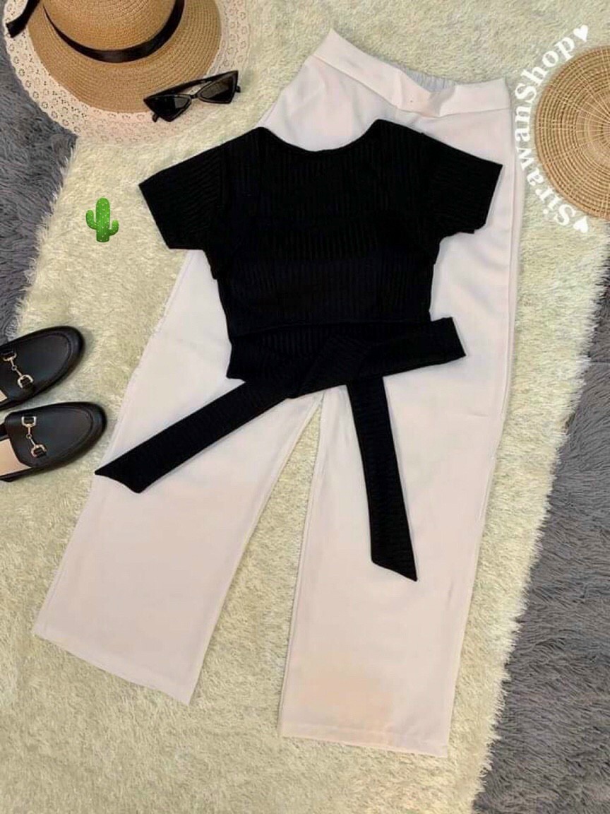 ÁO THUN NỮ ÁO THUN NỮ CROPTOP CỔ VUÔNG ÁO THUN TAY NGẮN ÁO THUN CỘT DÂY NƠ EO FORM 45KG