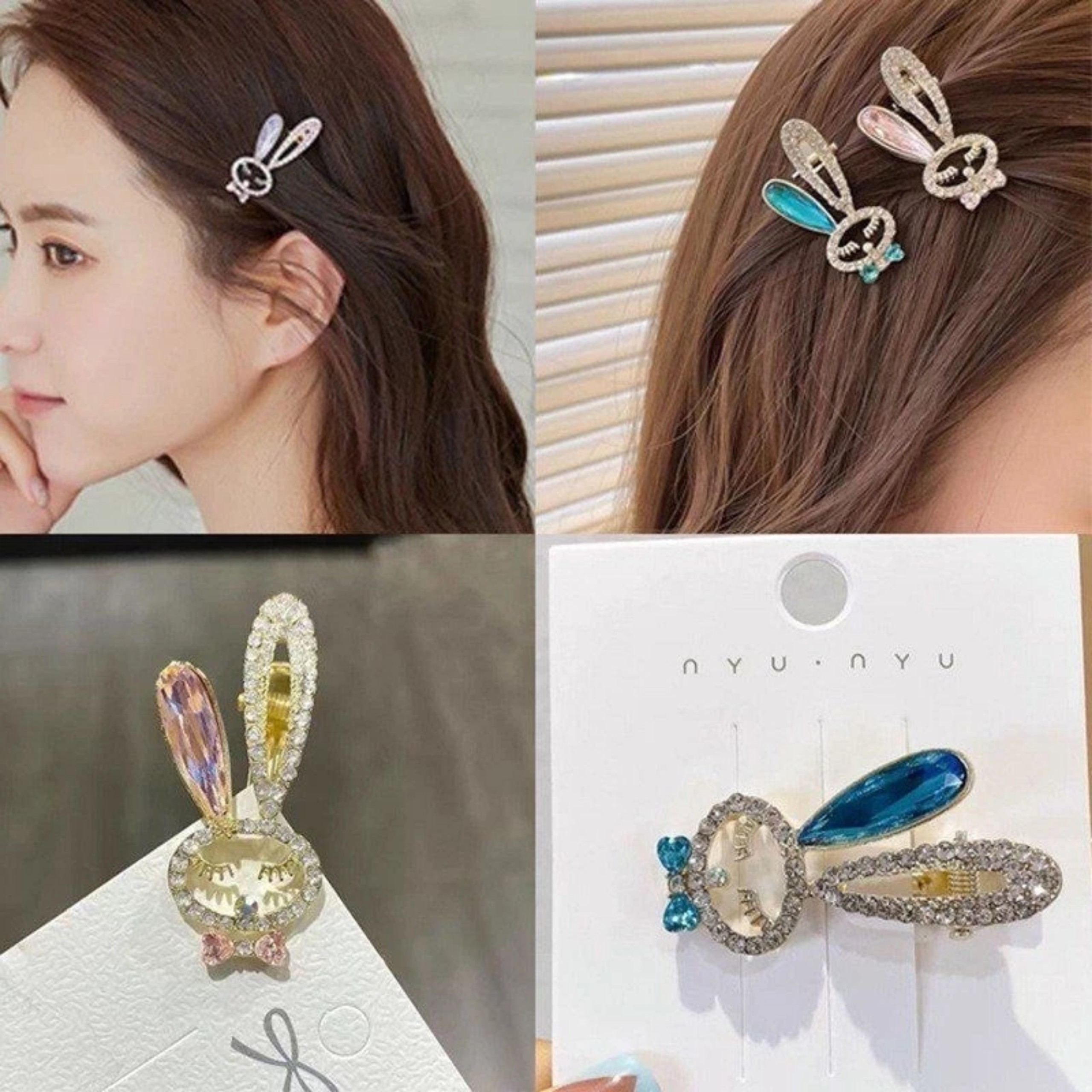 Kẹp tóc mái Thỏ đính đá lấp lánh ngọt ngào