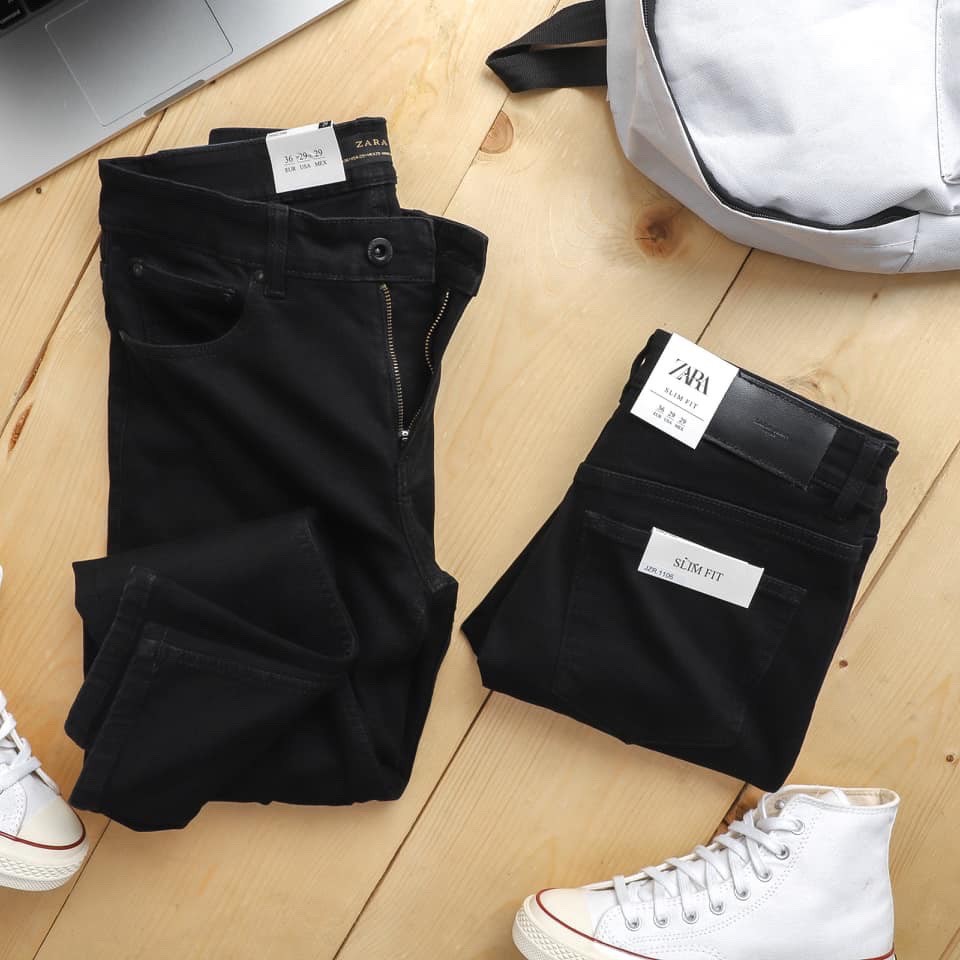 Quần jean nam đen rách gối ZaRa vải xịn không xù không nhăn xuất khẩu