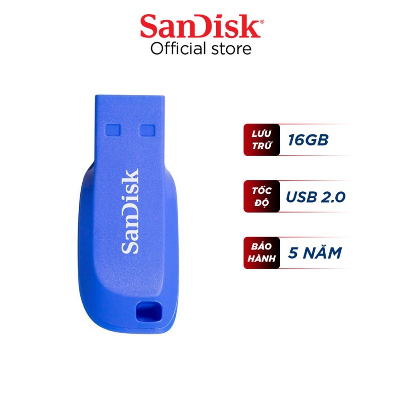 Bảng giá BH 1 Đổi 1 - USB 2.0 SanDisk CZ50C 16GB Cruze Blade (Blue) - Phong Vũ