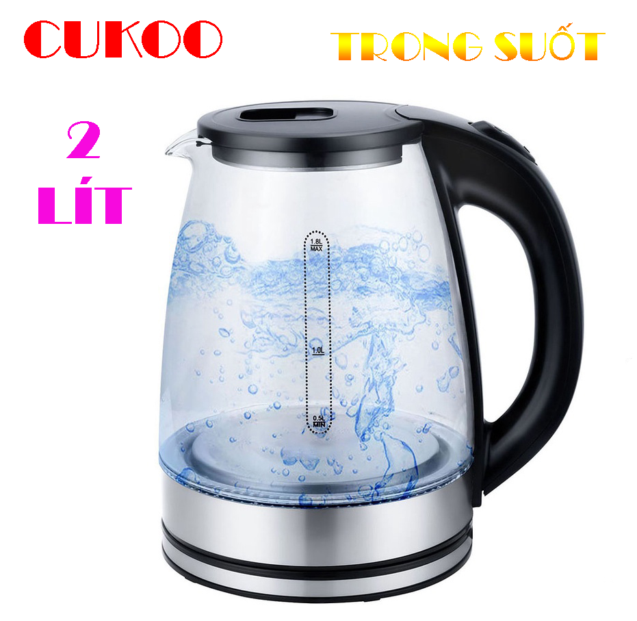Bình đun siêu tốc cuckoo 2 lít trong suốt, ấm siêu tốc thủy tinh cuckoo 2,5l - st13