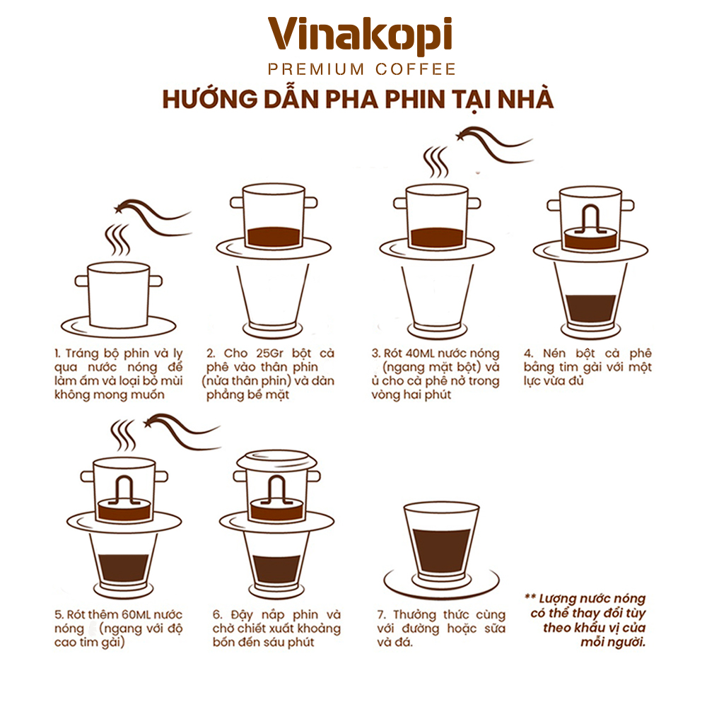 Cà phê Blend dạng Bột (pha phin) nguyên chất 100% rang mộc - Vinakopi (250gr)