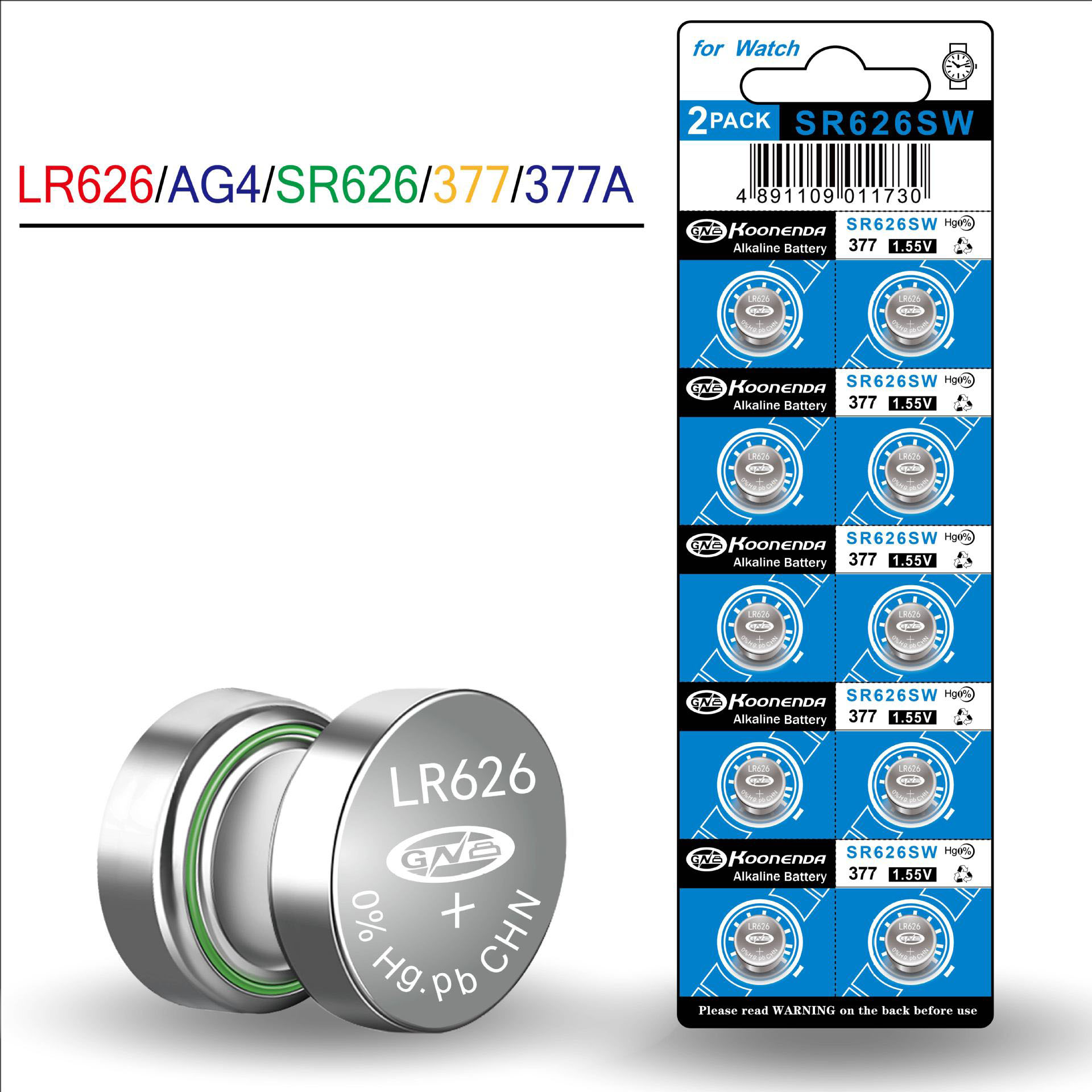 Vỉ 10 Pin cúc áo AG4 / LR626SW / 377A / CX66W dùng cho đồng hồ đeo tay 3 kim