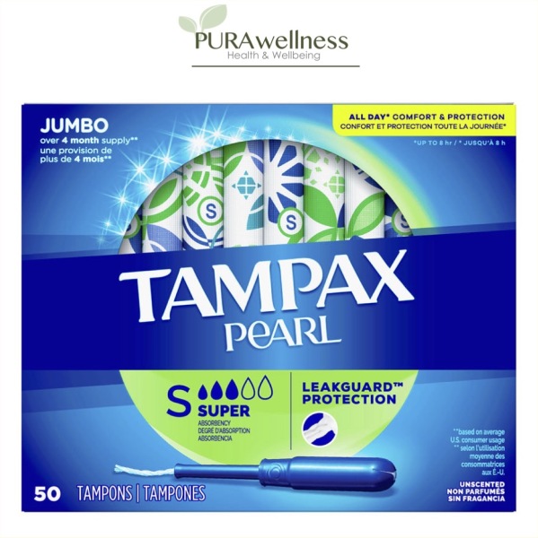 Tampax Pearl Super 3 giọt - Tampon siêu thấm không mùi Hộp 50 cái