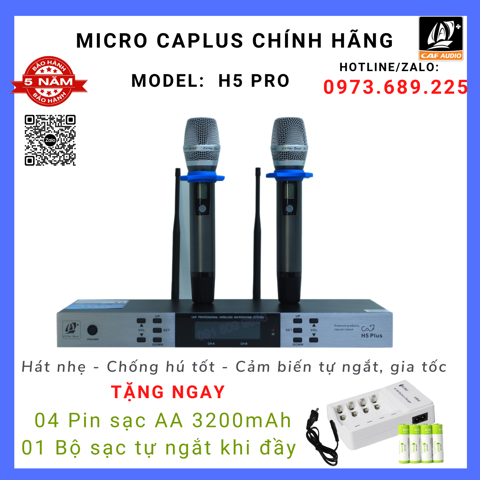 MICRO KHÔNG DÂY CAPLUS H5 PLUS HÀNG NHẬP KHẨU CHÍNH HÃNG