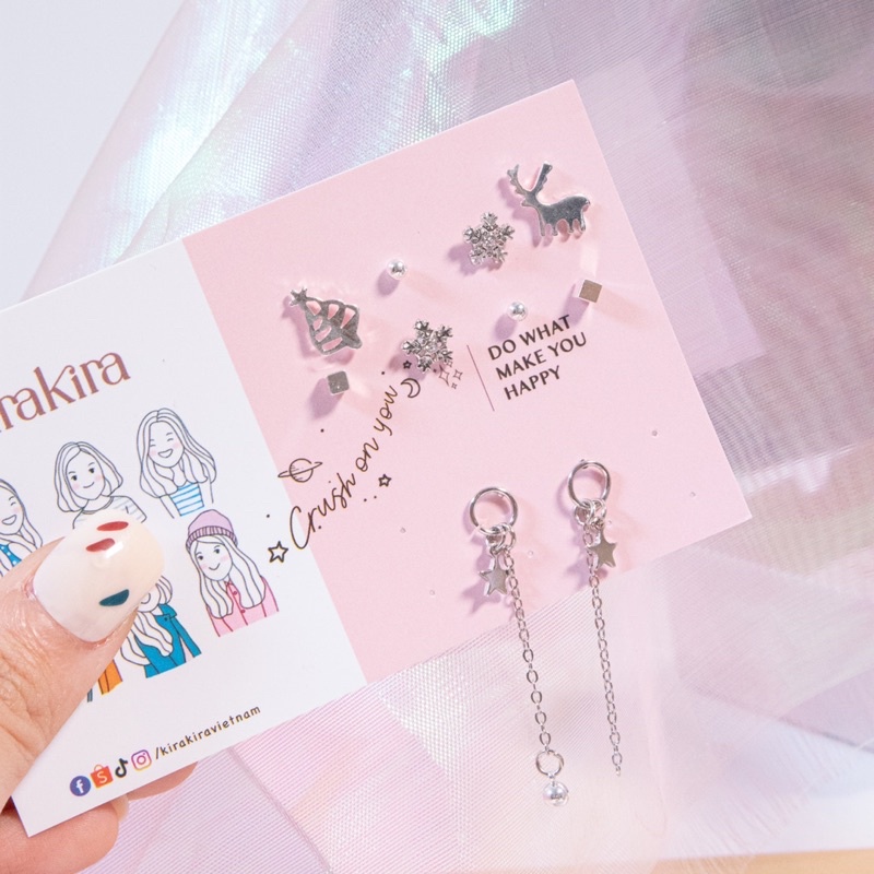 Set từ 5 đôi bông tai mini đơn giản đáng yêu