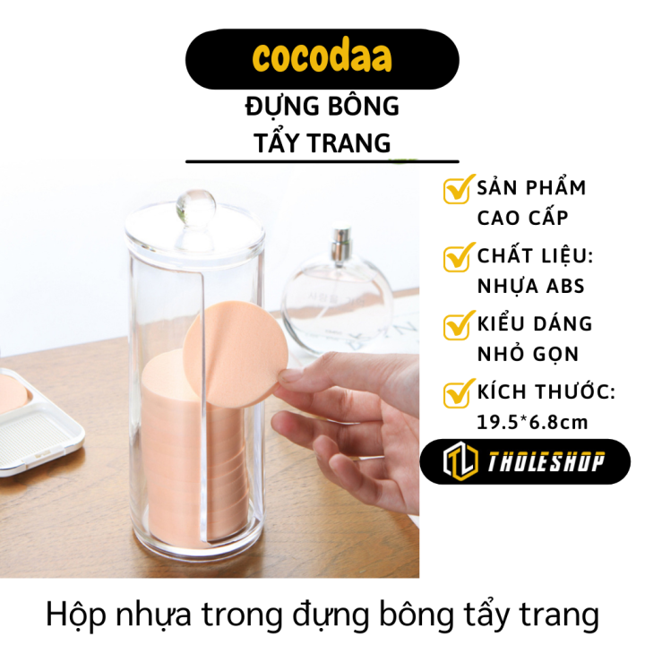 Hộp Đựng Bông Tẩy Trang Kháng Khuẩn - Ống Đựng Bông Tẩy Trang, Mút Trang Điểm Trong Suốt Có Nắp Chống Bụi Hình Tròn