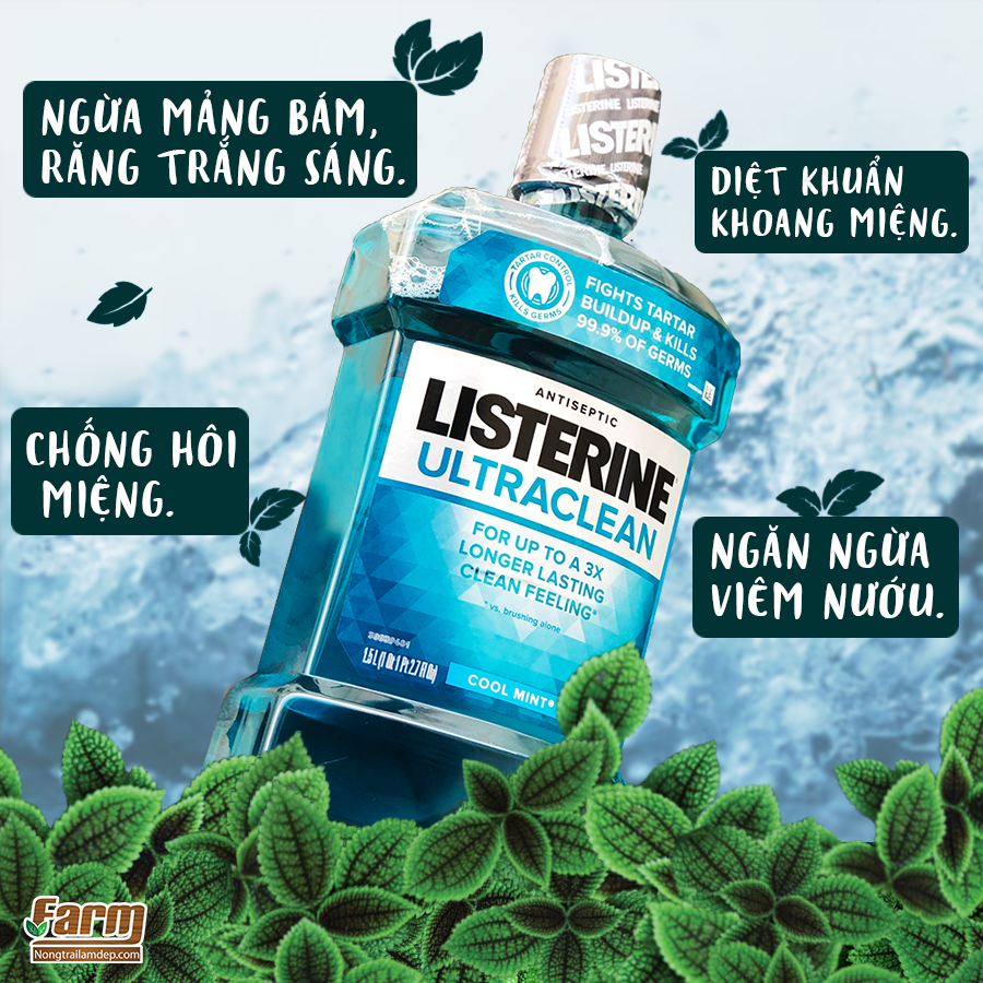 Nước Súc Miệng Listerine Ultra Clean Cool Mint 1500ml