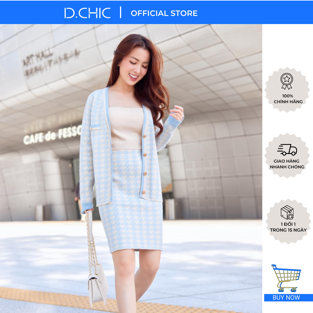 D.CHIC Chân váy len ngắn ôm họa tiết MS: 388021