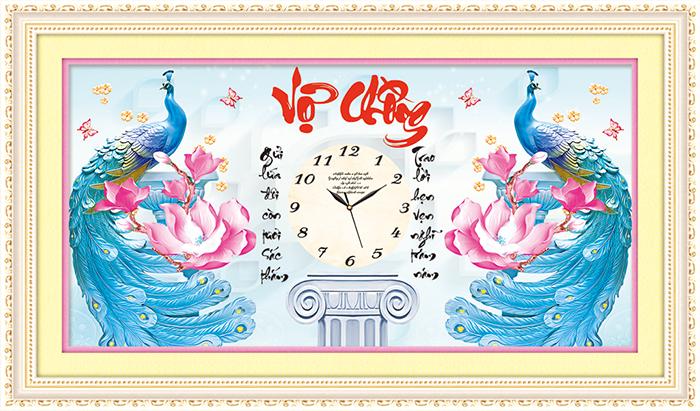 TRANH ĐÍNH ĐÁ Đồng hồ Vợ Chồng Công ABC Lavender LV155 kích thước 74x41cm