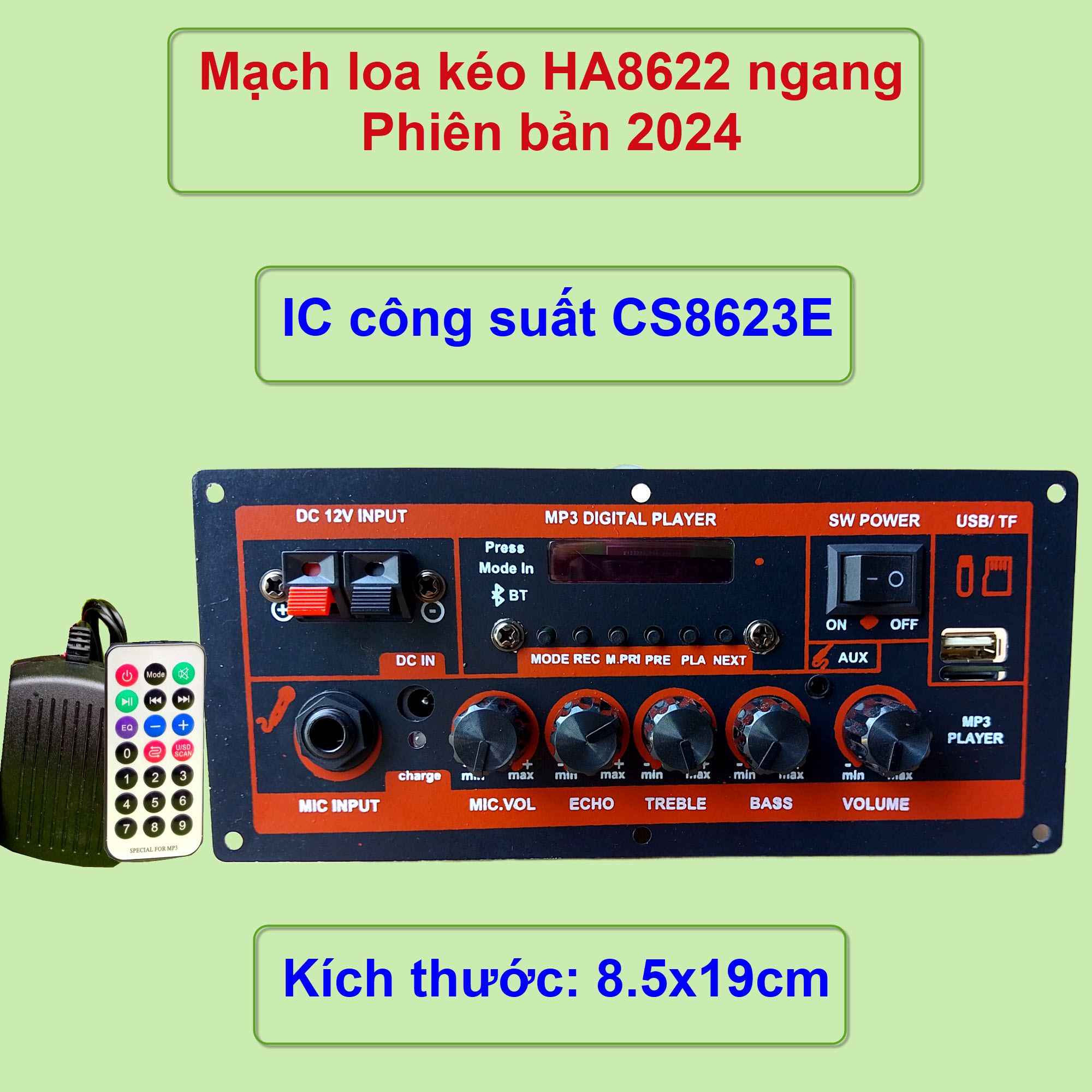 [HCM]Mạch loa kéo HA8622 DPA cho loa kéo Kiomic 3 tấc đơn hoặc 2.5 tấc karaoke