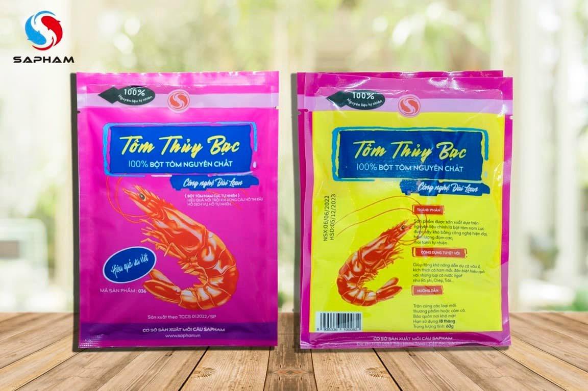 Bột Tôm thủy bạc SaPham - mồi câu cá