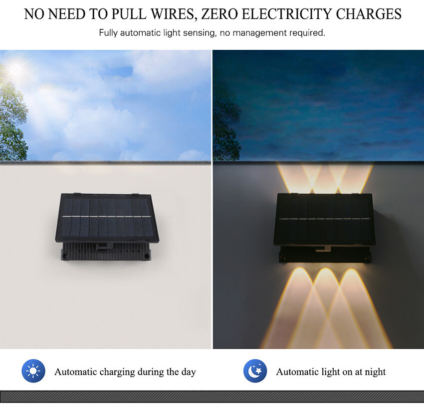 Vimite 4/6LED đèn ốp tường ngoài trời đèn cắm sân vườn năng mặt trời Ngoài trời Không Thấm Nước đèn cảm biến tự động sáng Năng lượng mặt trời Spotlight for House Balcony Courtyard Villa Landscape Lighting