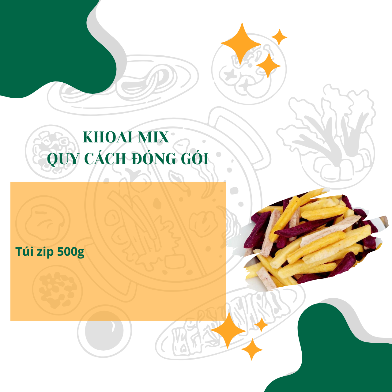Khoai mix (khoai lang vàng, khoai lang tím, khoai môn) TÔM VÀNG - túi 500g