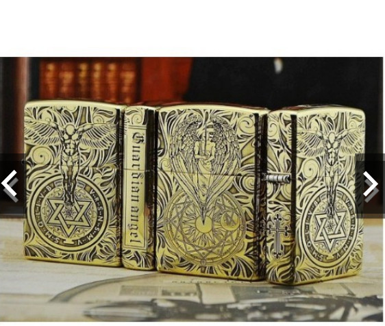 Bật lửa zippo thiên thần khắc 5 mặt ruột vàng - tem đỏ