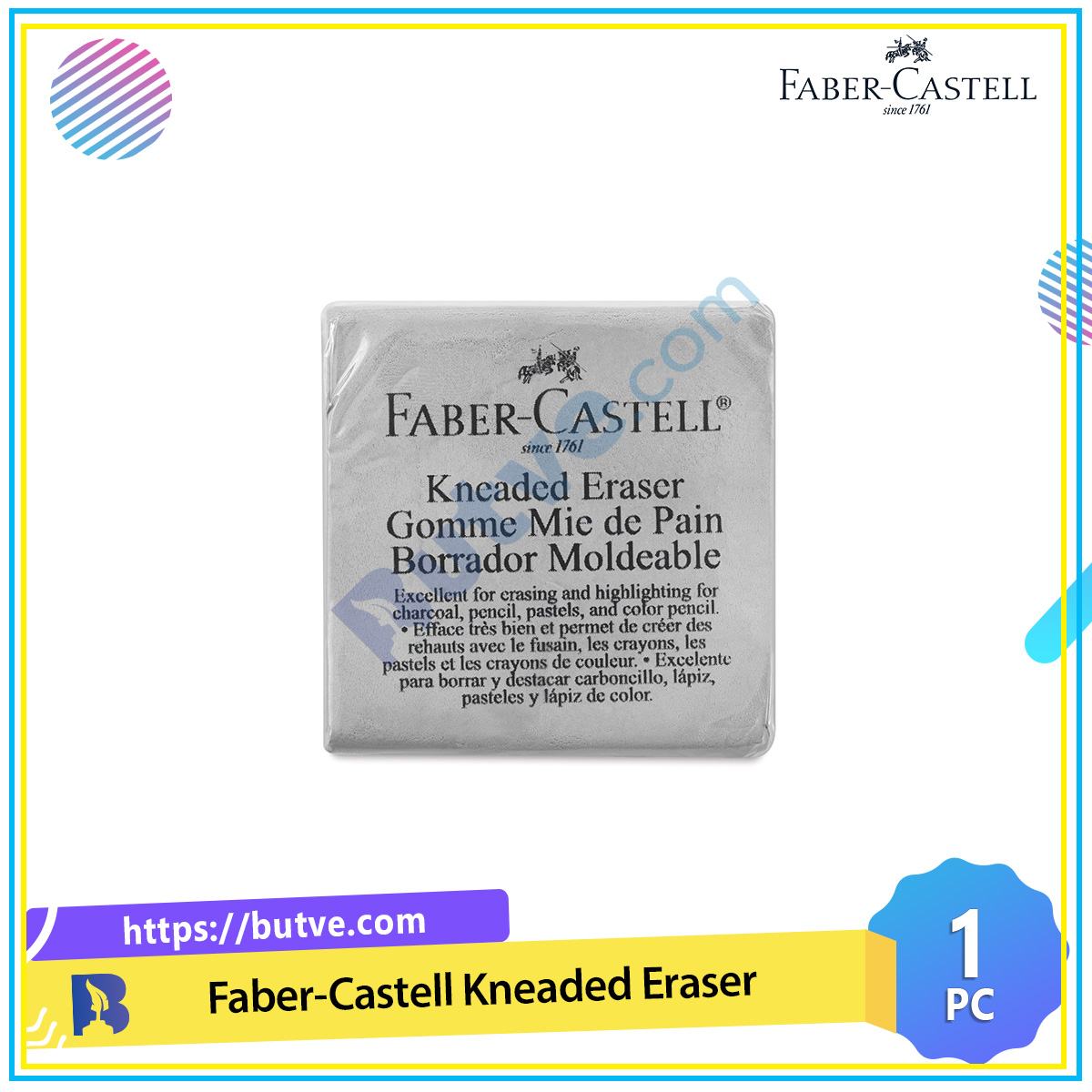 Tẩy đất sét Faber Castell Kneaded Art - Xám (4 x 3mm)