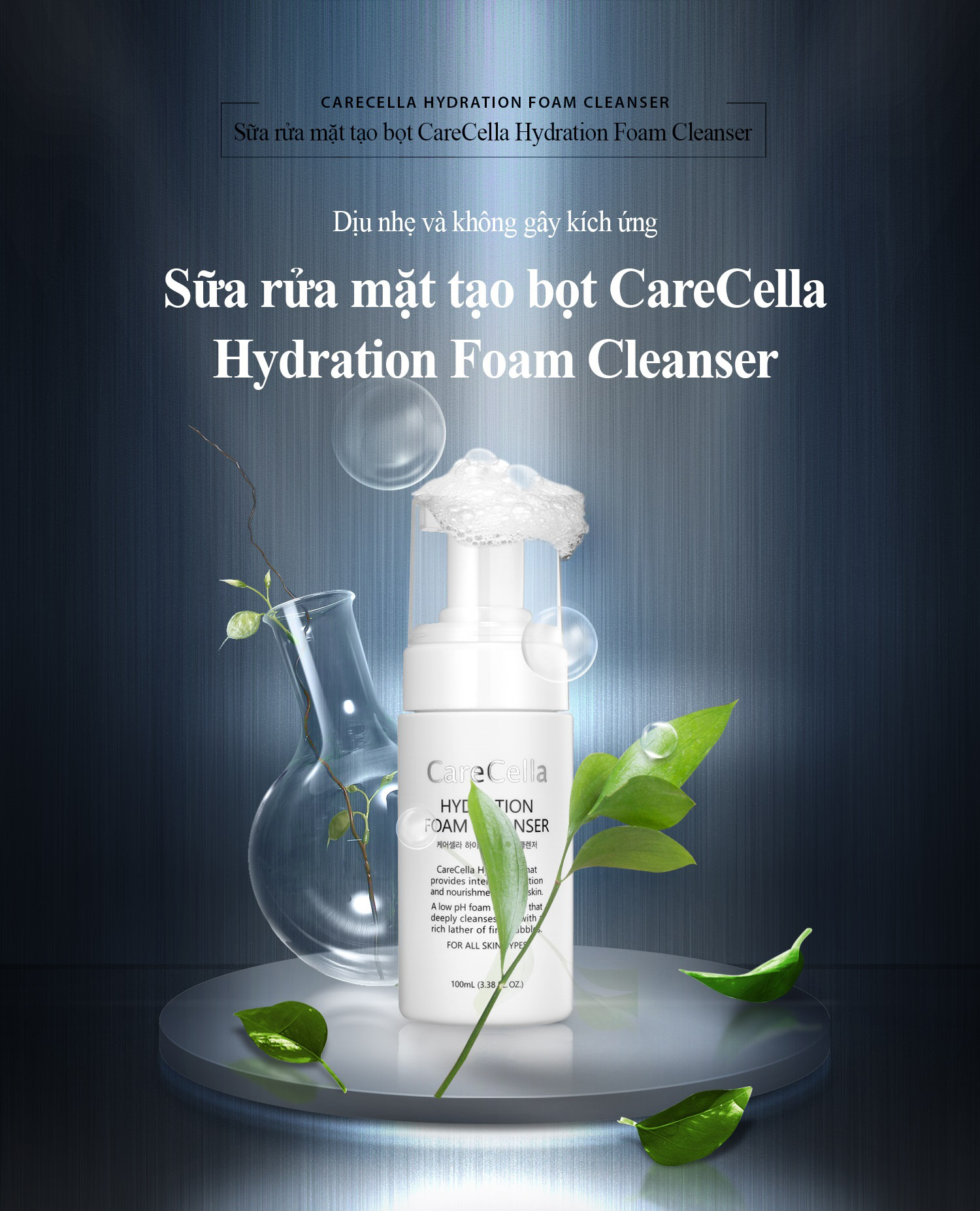 Sữa rửa mặt tạo bọt Carecella Hydration Foam Cleanser 100ml