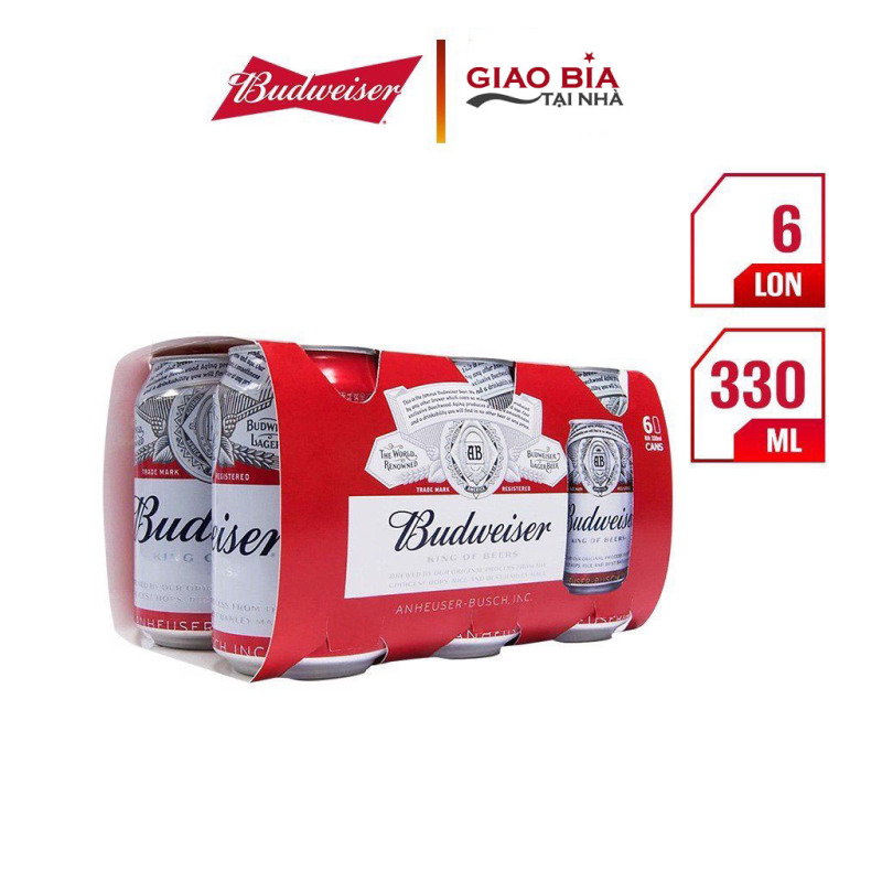 Lốc 6 Lon Bia Budweiser 330ml | Chính Hãng