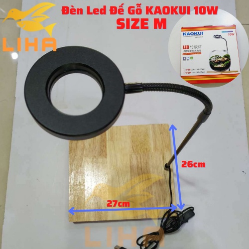Đèn led đế gỗ 10w kaokui - đèn led kèm đế gỗ cho tiểu cảnh nhỏ, bể cá mini, bể cá tròn…