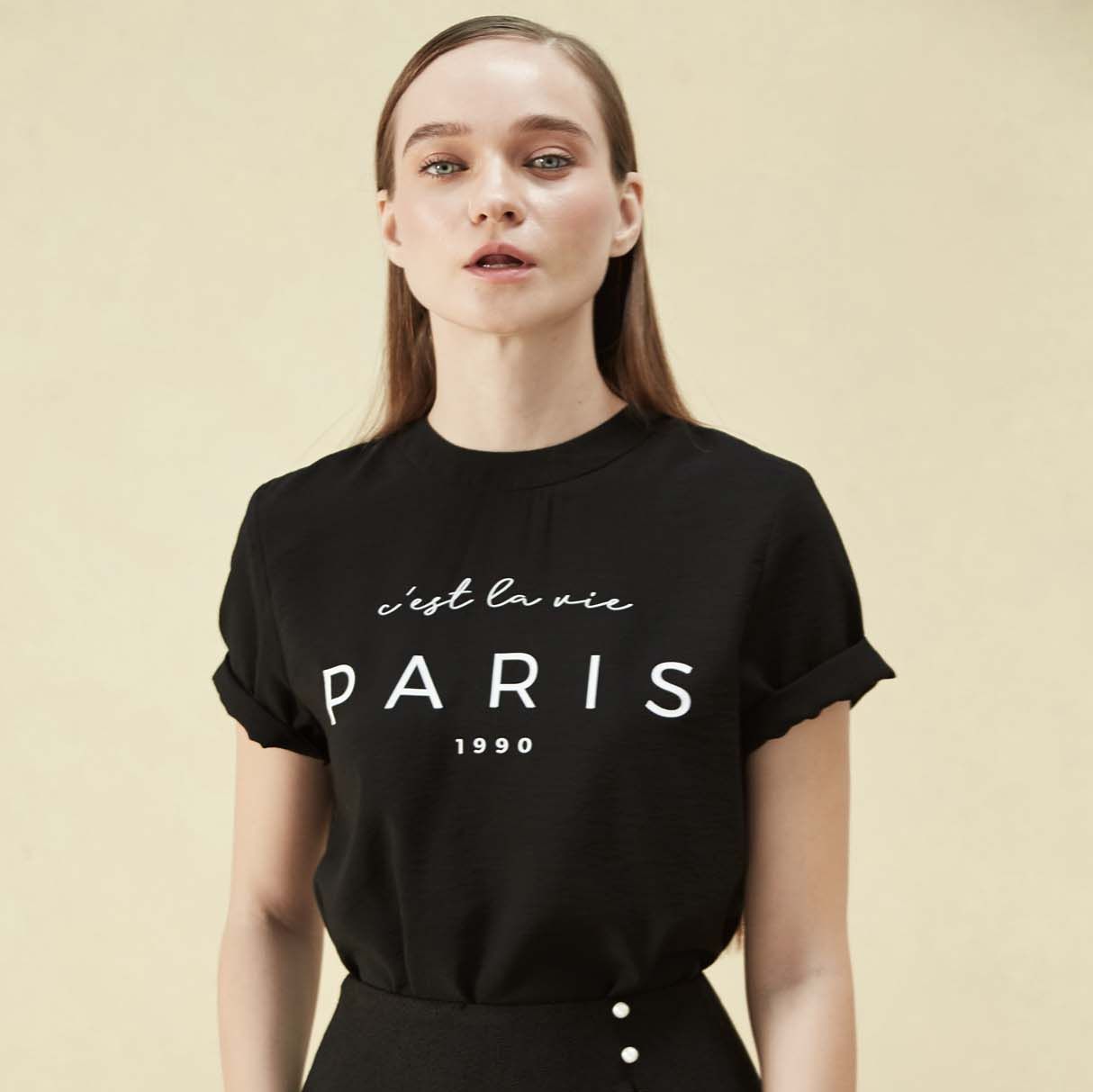 COCOSIN - Áo Lụa Đen Paris