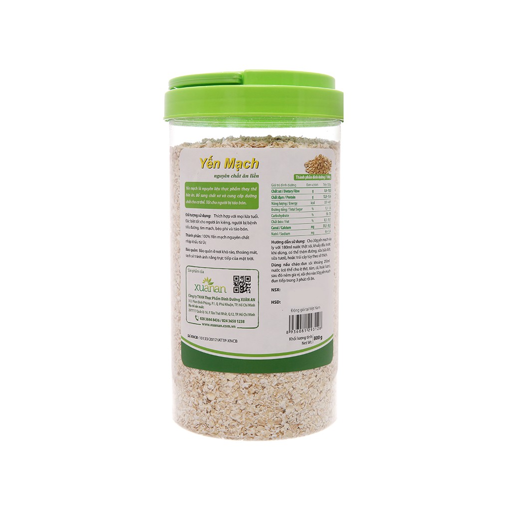 YẾN MẠCH NGUYÊN CHẤT 800G XUÂN AN