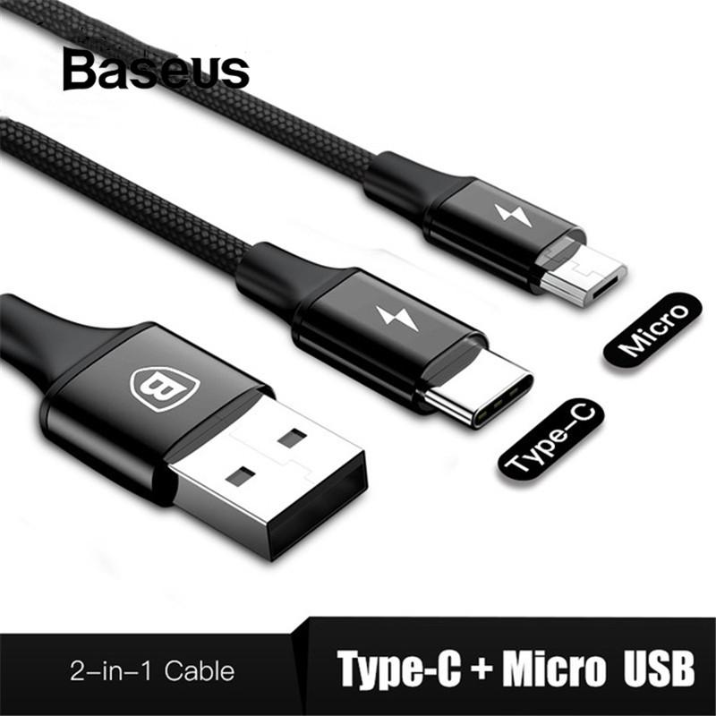 Cáp Sạc Nhanh Baseus 2 Đầu Type-C và Micro USB - Dài 1,2m