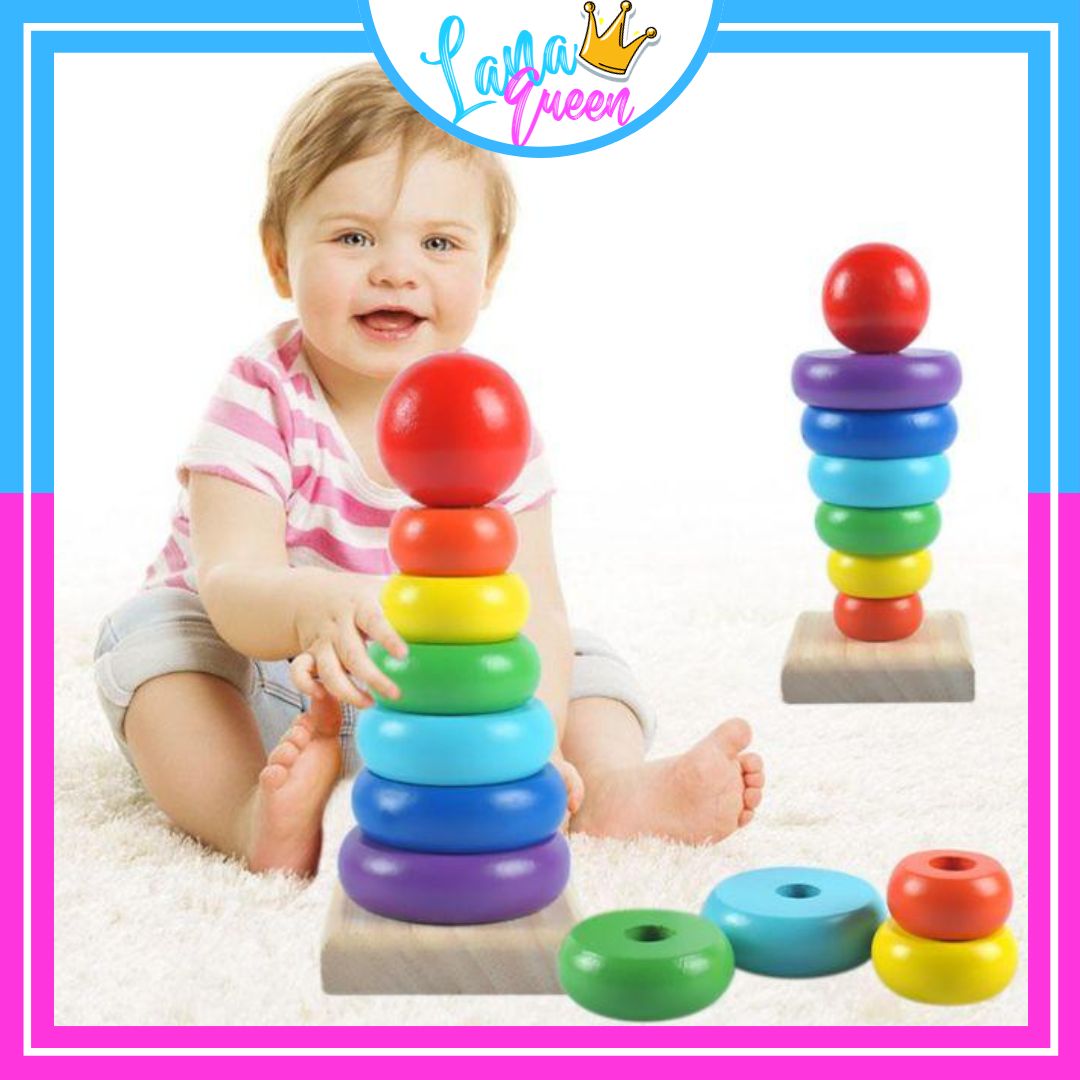 Tháp gỗ mini nhiều màu cho bé