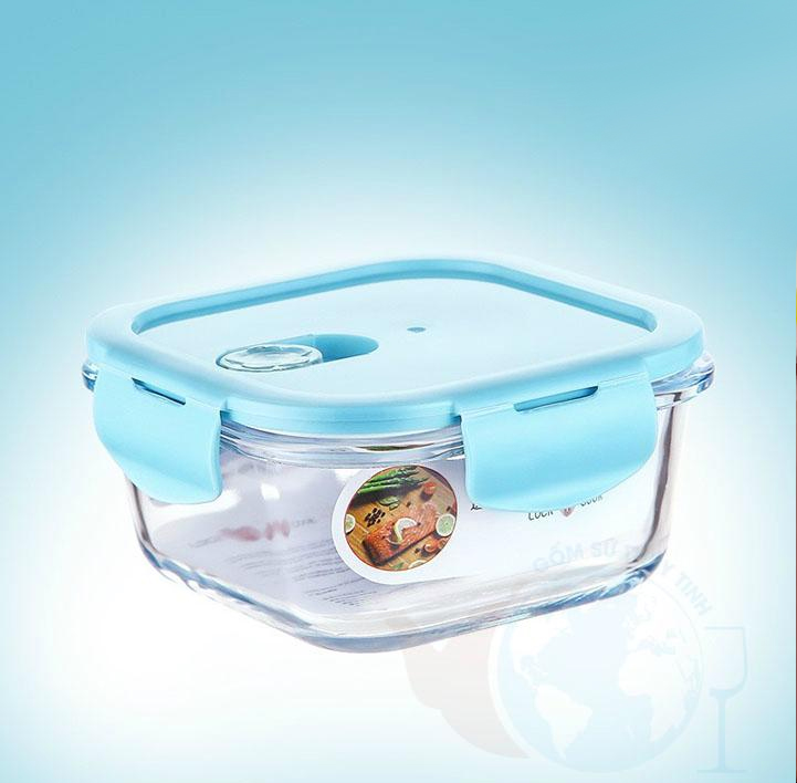 Thố thủy tinh vuông đựng thực phẩm 320ML, 520ML, 800ML[ NẮP HÚT CHÂN KHÔNG ]