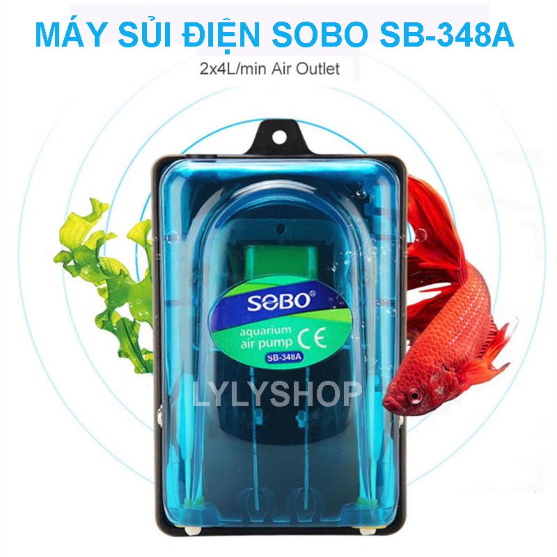 Máy sục khí oxy 2 vòi RS-348A ( 5W - 3.5L/PHÚT) loại tốt, siêu êm. BH uy tín - Hàng mới 2020. Máy sủi oxy hồ cá tặng kèm 2 đá sủi oxy và 2m dây sủi trị giá 25k