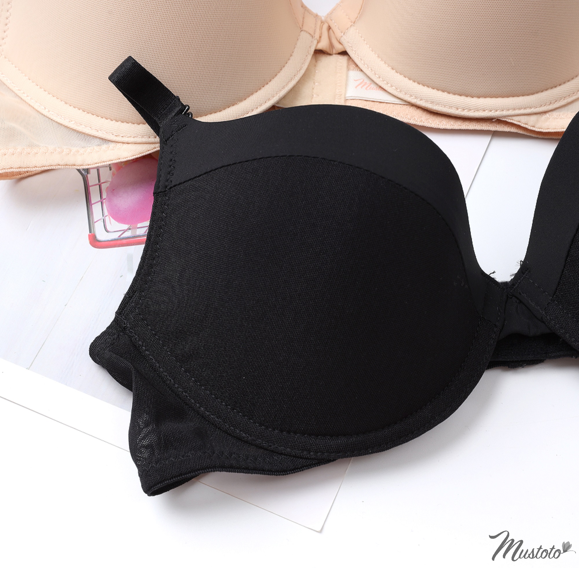 Áo Lót Nữ Trơn Mút Mỏng 0.5cm Phối Lưới Mút Mỏng Bra Cao Cấp Allium (Mustoto MA43)